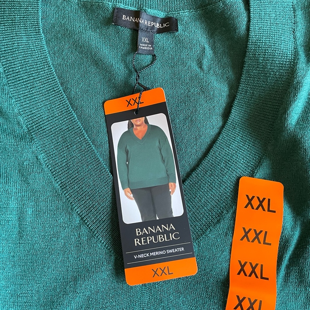 NWT Banana Republic Ladies’ V-Neck Merino Sweater (Green)
